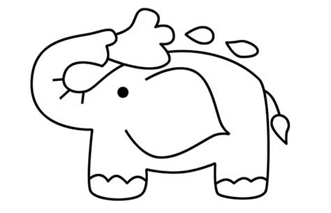 幼儿简笔画图片：洗澡的大象 - 学院 - 摸鱼网 - Σ(っ °Д °;)っ 让世界更萌~ mooyuu.com