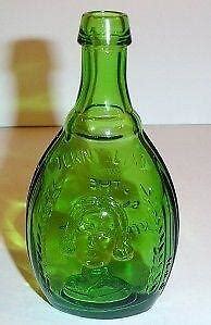 Vintage Blue Glass Bottle Jenny LInd Flask 1930s Cobalt Blue