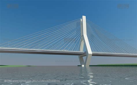 丽水市紫荆大桥,斜拉索混泥土大桥3D模型_基础设施模型下载-摩尔网CGMOL