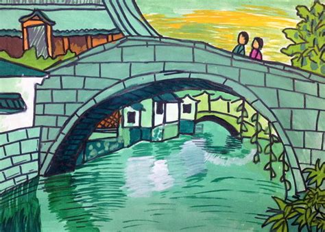 “桥”儿童画5幅