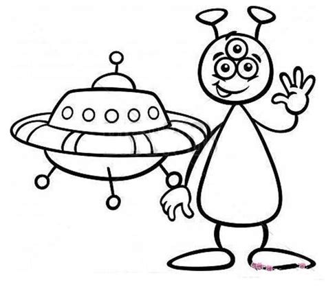 飞碟与外星人简笔画图片 - 制作系手工网