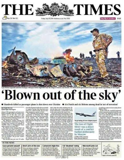 各国新闻报纸网站头条报道马航客机被击落事件(组图)【7】--国际--人民网