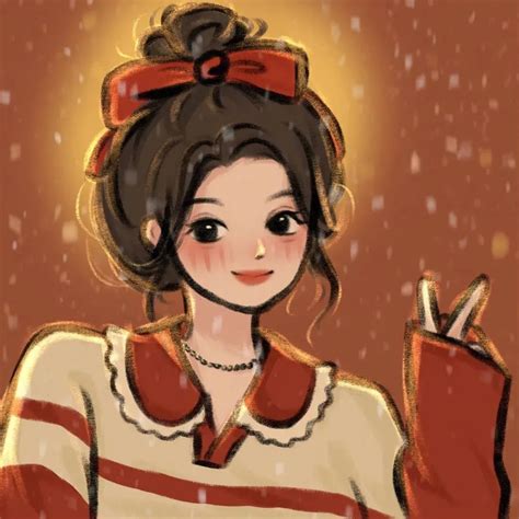 圣诞女生头像手绘温柔