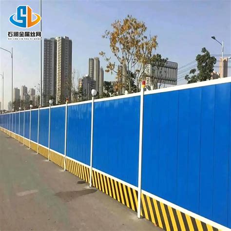 工地施工临时护栏简易围挡厂家 工程防护铁皮围挡板 蓝色彩钢围挡-阿里巴巴