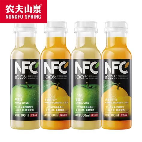 农夫山泉低温NFC果汁300ml12鲜榨橙汁饮料苹果无添加剂NFC芒果汁