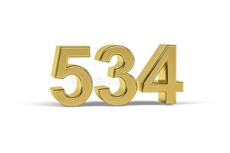 Golden 3d Number 534 - Year 534 Isolated on White Background Stock ...