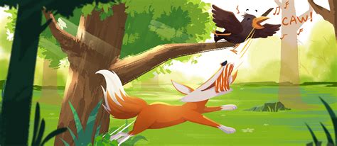 卡通手绘狐狸与乌鸦|插画|儿童插画|小鱼到此一游 - 原创作品 - 站酷 (ZCOOL)