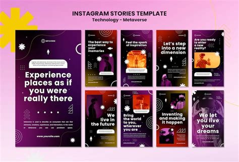 Premium PSD | Gradient technology instagram stories template design