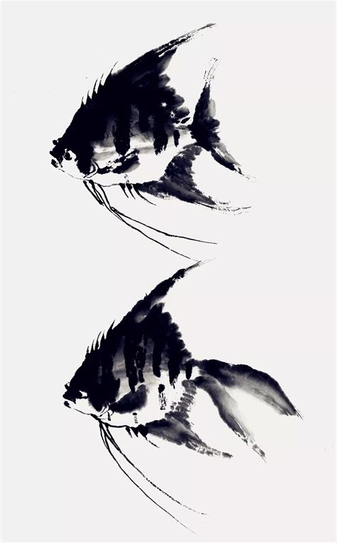 五种国画鱼的画法步骤图片-露西学画画