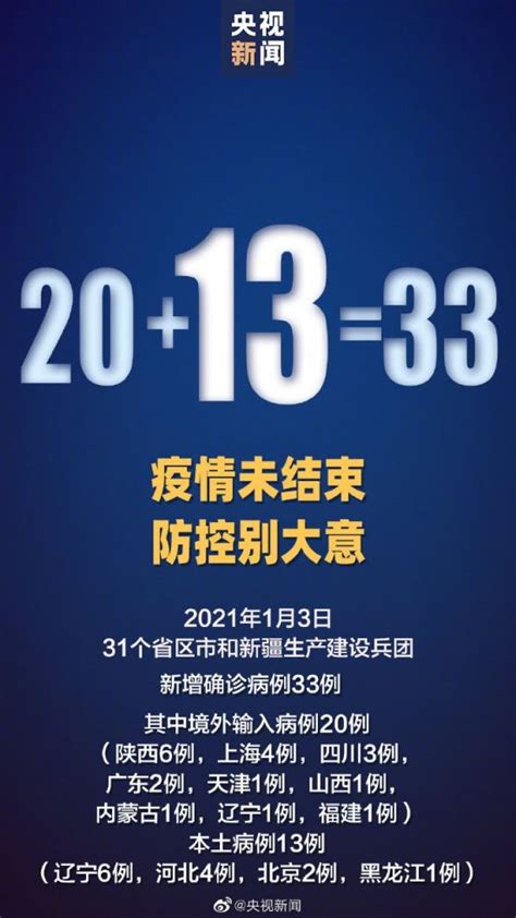 2021年1月3日31省区市新增确诊33例 含本土13例- 北京本地宝