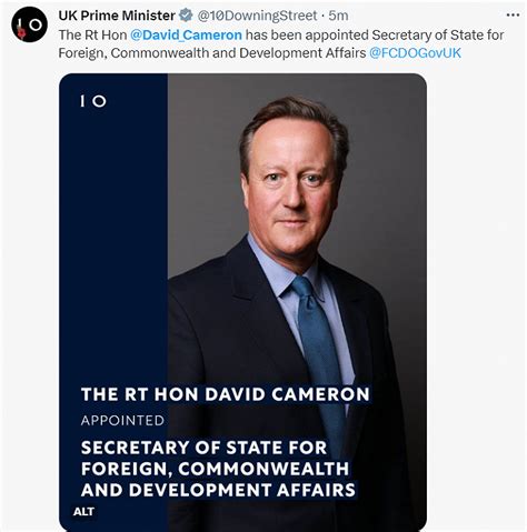 英国前首相卡梅伦被任命为外交大臣_凤凰网