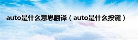 auto是什么意思翻译（auto是什么按键）_重庆尹可科学教育网