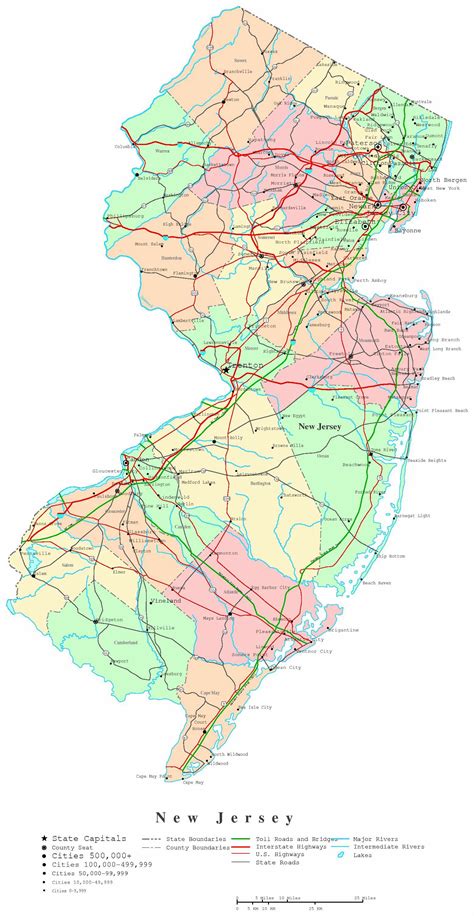 Detailed tourist illustrated map of New Jersey state | New Jersey state | USA | Maps of the USA ...