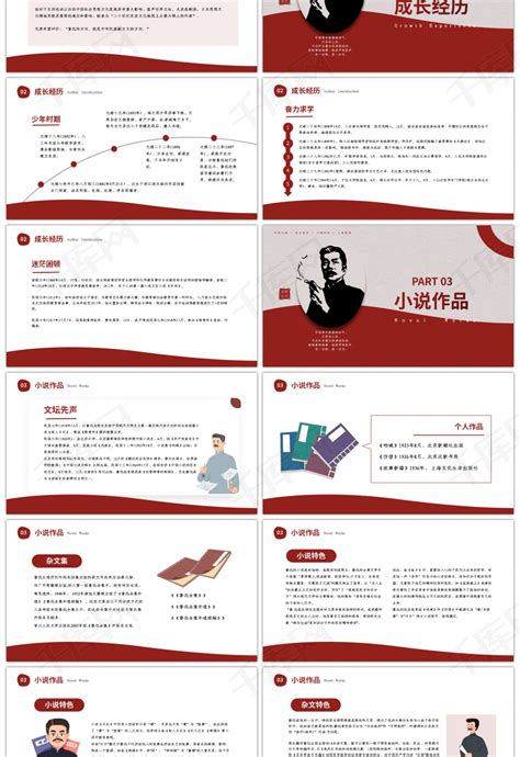 中国当代知名作家鲁迅生平介绍PPT下载课件-麦克PPT网