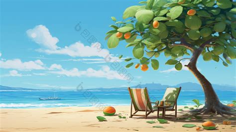 夏日缤纷沙滩插画图片-包图网