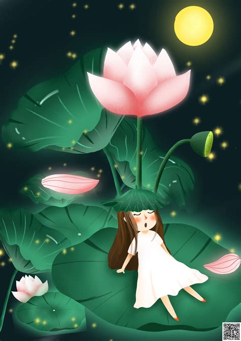 荷花头像甜美女生动漫