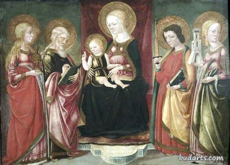 童女与圣徒玛利亚抹大拉，福音传道者约翰，保罗和芭芭拉一同登基 - Neri di Bicci - 画园网
