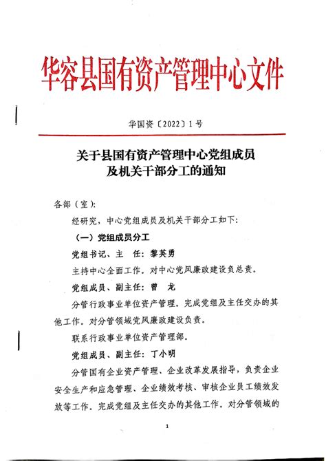 华容县国有资产管理中心党组成员及干部分工-华容县政府网