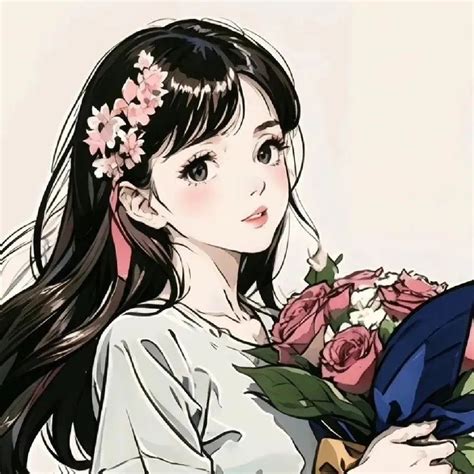 花朵女生头像手绘温柔