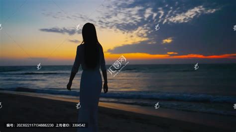 海边孤单背影,女性女人,人物百态,摄影素材,汇图网www.huitu.com