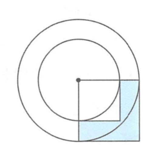 如图，大、小两个正方形的边长分别是大、小两个圆的半径，阴影部分的面积是10平方厘米。求圆环的面积。_百度教育