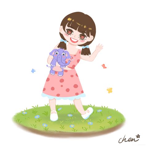 温柔抱着娃娃头像女生