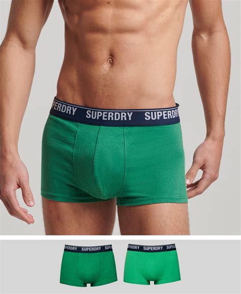 Mens - Organic Cotton Trunk Multi Double Pack in Green | Superdry UK