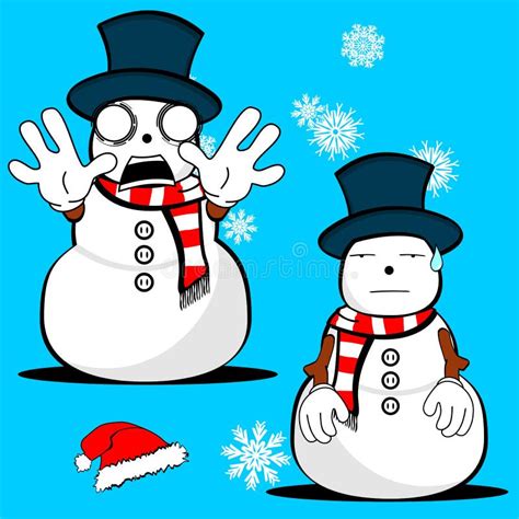 Xmas Snowman Cartoon Expression Set2 Stock Vector - Illustration of ...
