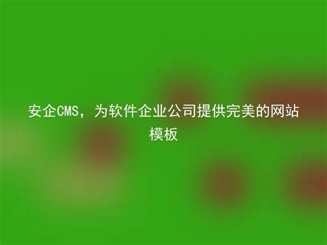 安企CMS，为软件企业公司提供完美的网站模板 - 安企CMS(AnqiCMS)