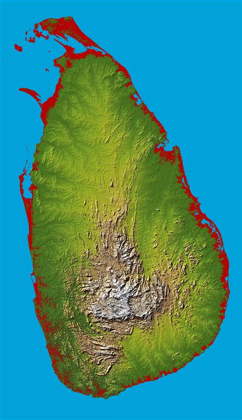 斯里兰卡地势图 - 斯里兰卡地图 - 地理教师网