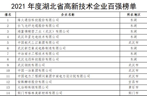 榜单发布!2021年度湖北省高新技术企业百强出炉-武汉搜狐焦点