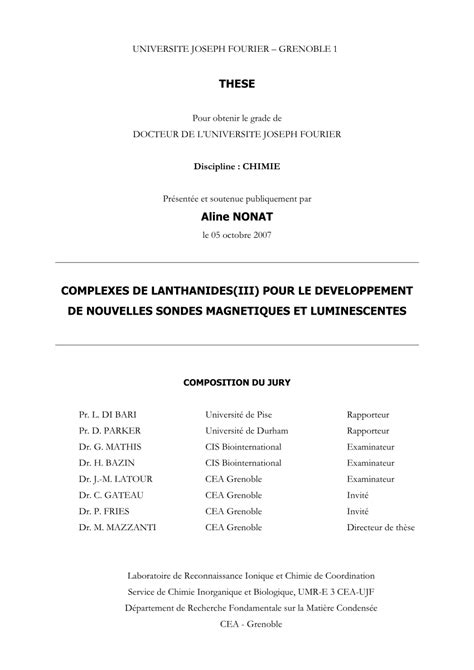 (PDF) Complexes de lanthanides(III) pour le développement de nouvelles ...