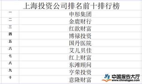 上海投资公司排名前十排行榜_报告大厅