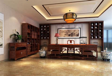 最新新中式风办公室装修效果图-上海办公室装修可鼎设计有限公司