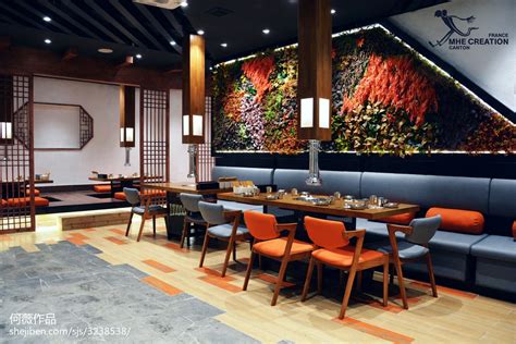 工装韩国料理餐厅设计效果图 – 设计本装修效果图