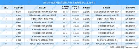 【项目投资动态】2022年度荆州工业投资十大重点项目盘点-中商情报网