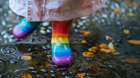 下雨天穿雨鞋的小朋友玩水高清图片下载-正版图片500634157-摄图网