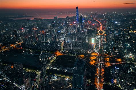夜幕降临下的深圳照耀城市建筑高清图片下载-正版图片502367832-摄图网