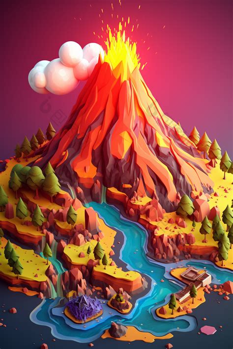 悬空岛火山喷发图高清图片下载-包图网