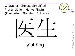 English translation of 医生 ( yisheng / yīshēng ) - doctor in Chinese