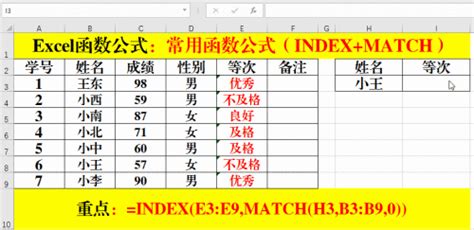 Excel电子表格中INDEX+MATCH函数公式 - 帮计算