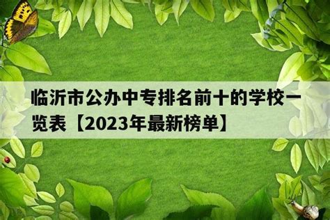临沂市2024年度中专排名前十学校榜单_山东职校招生网