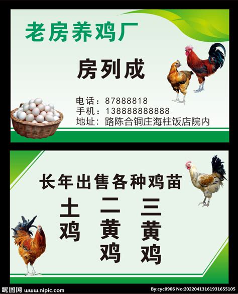 农家乐养鸡场名片设计图__名片卡片_广告设计_设计图库_昵图网nipic.com