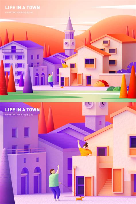 小镇生活 Life in a Town|插画|创作习作|张小哈的设计 - 原创作品 - 站酷 (ZCOOL)