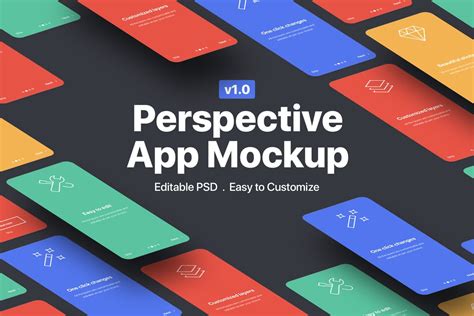 透视视图APP应用设计样机展示模板V1 Perspective App Mockup 1.0 – 设计小咖