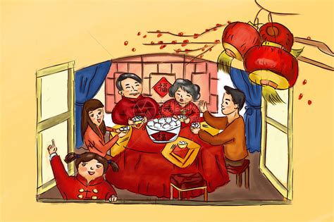 春节年夜饭团圆饭素材图片免费下载_高清psd_千库网(图片编号11467115)
