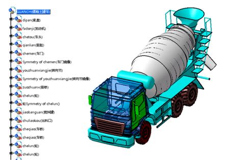 混凝土罐车_STEP_模型图纸下载 – 懒石网