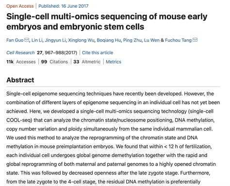 Fuchou Tang Labs Reported Latest Research of Single-cell Multi-omics ...