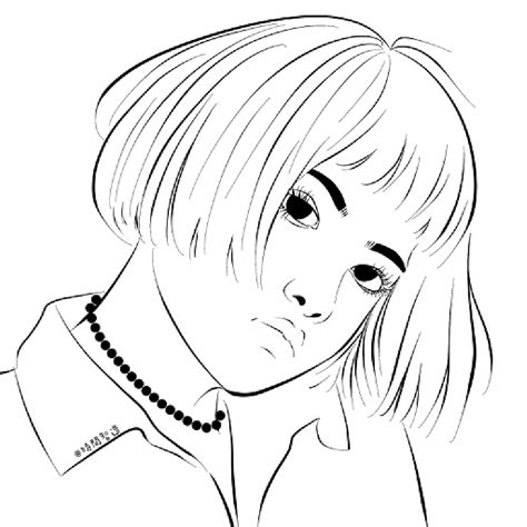 甜美女生头像线稿素材