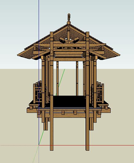 中式详细完整的亭廊素材设计su模型[原创]
